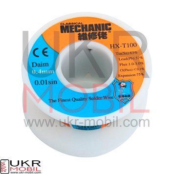 Припій Mechanic HX-T100, Sn 63%, Pb 37%, флюс 1.3%, 0,4mm, 50g DRQ-SLD-884775 фото