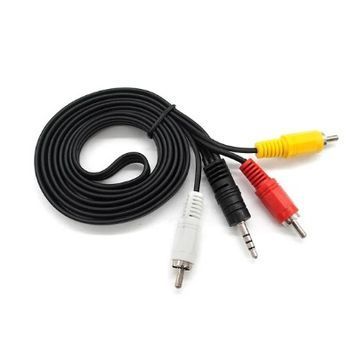 Кабель DC3.5 (тато) => 3хRCA (тато), GOLD Jack, довжина Jack 18мм, CU, круглий, Black, 1,5 м, (Пакет) Q500 DRQ-CBL-580639 фото