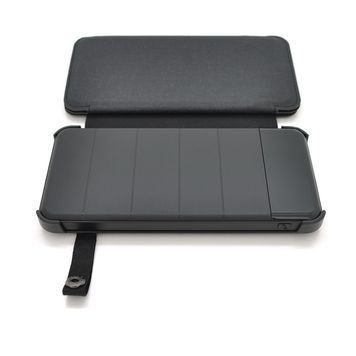Павербанк 12000 mAh Solar, Input:5V/1A(microUSB), Output:5V/2,1А(2хUSB), гумовий корпус, Чорний, BOX DRQ-TPU-569170 фото