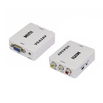 Конвертер Mini, VGA to AV, ВИХІД 3RCA(мама) на ВХІД VGA(мама), 720P/1080P, White, BOX DRQ-CBL-570813 фото