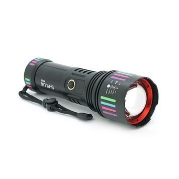 Ліхтар пошуковий BP-W503 LED PM60, 5 режимів, індикація заряду, живлення від 3*18650, IP65, кабель USB, 230х130х70мм, 0,850кг, Black, BOX DRQ-LIO-711669 фото