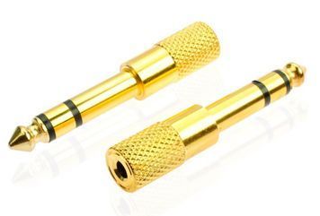 Перехідник Jack 6.3 (тато)/Jack 3.5 (мама) Stereo, Gold, метал, Q100 DRQ-CBL-610062 фото