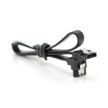 Кабель інтерфейсний SATA 0.45м, кут 90 &deg; c засувкою, чорний DRQ-CBL-757819 фото