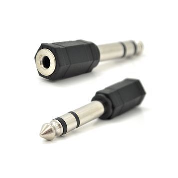 Перехідник Jack 6.3 (тато) / Jack 3.5 (мама) Stereo, Black, пластик, Q100 DRQ-CBL-190406 фото