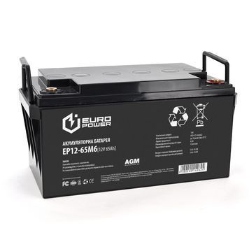 Акумуляторна батарея EUROPOWER AGM EP12-65M6 12 V 65Ah (348 x 168 x 178) Black Q1/48 DRQ-LIO-846440 фото