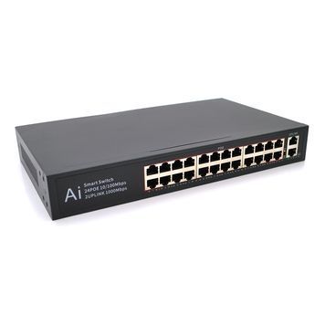 POE комутатор Merlion 24 POE 10/100 + 2 RJ45 10/100/1000+ вбудований блок живлення 52V 5.8A DRQ-PSU-519286 фото