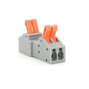 Клема роз'ємна з натискними затискачами 2-провідна DF-2604D, 2-pin, 250V, 32A, 0.2-4.0mm2, 12.5*43.5*15mm, сірий DRQ-CON-306432 фото