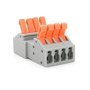 Клема роз'ємна з натискними затискачами 4-провідна DF-2604D, 4-pin, 250V, 32A, 0.2-4.0mm2, 23.6*43.5*15mm, сіра DRQ-CON-083707 фото