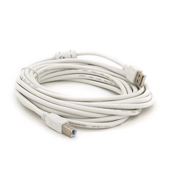 Кабель USB 2.0 AM/BM, 5.0m, 1 ферит, білий DRQ-CBL-139865 фото