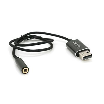 Перехідник для навушників VegGieg V-K201 USB2.0(M)-Jack3.5(F), Black, Box DRQ-ADP-362699 фото