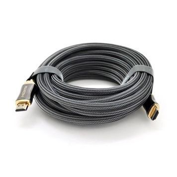 Кабель VEGGIEG HX-10 HDMI-HDMI 2K * 4K, 10.0m, v2,0, OD-8.0mm, круглий, обплетення, Black, коннектор Black-Gold, Box DRQ-CBL-110082 фото