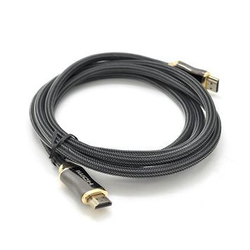 Кабель VEGGIEG HX-1 HDMI-HDMI 2K * 4K, 1.0m, v2,0, OD-7.0mm, круглий, обплетення, Black, коннектор Black-Gold, Пакет DRQ-CBL-411965 фото