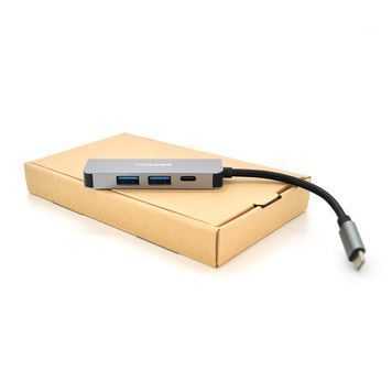 Хаб-конвертор VEGGIEG TC04 Type-C (тато) на Type-C (мама) + USB3.0 * 2 (мама) + HDMI (мама), 10 см, Silver, Box DRQ-CBL-023160 фото