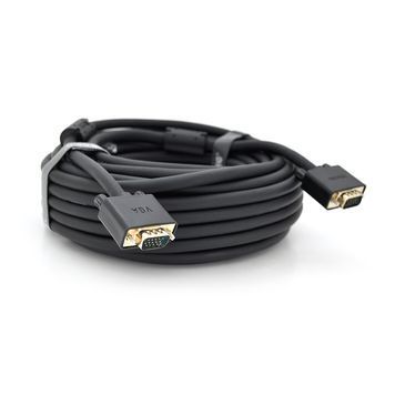 Кабель VEGGIEG VG-15 VGA 3 + 6, 15m, male to male (тато-тато), OD-8.0mm, 2 фериту, круглий Black, коннектор Gold, Box DRQ-CBL-625667 фото