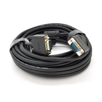 Кабель VEGGIEG VG-5 VGA 3 + 6, 5,0m, male to male (тато-тато), OD-6.5mm, 1 ферит, круглий Black, коннектор Gold, Пакет DRQ-CBL-564166 фото