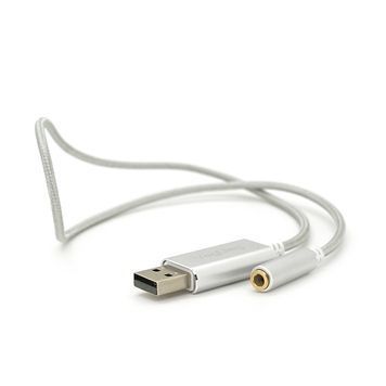 Перехідник для навушників VegGieg V-K202 USB2.0(M)-Jack3.5(F), Silver, Box DRQ-ADP-089655 фото