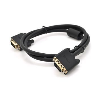 Кабель VEGGIEG VG-1 VGA 3 + 6, 1m, male to male (тато-тато), OD-6.5mm, 1 ферит, круглий Black, коннектор Gold, Пакет DRQ-CBL-963501 фото