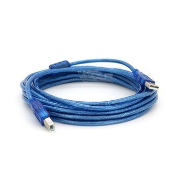 Кабель USB 2.0 RITAR AM / BM, 5.0m, 1 ферит, прозорий синій DRQ-CBL-184307 фото