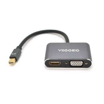 Конвертер VEGGIEG MD2-M MiniDisplay Port (тато) на HDMI (мама) + VGA (мама), 25cm, Silver, Пакет DRQ-CBL-827589 фото