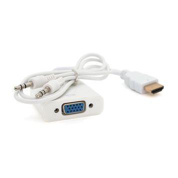 Конвертер HDMI (тато) на VGA(мама) 10cm, White, 4K/2K, Пакет + AUDIO Q250 DRQ-CBL-601099 фото