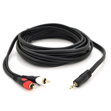 Кабель DC3.5 (тато) => 2хRCA (тато), GOLD Jack, CU, Stereo, круглий, Black, 1,8 м, (Пакет) преміум Q200 DRQ-CBL-415773 фото
