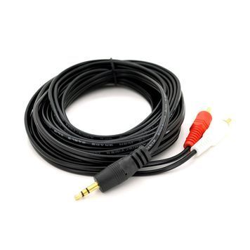Кабель DC3.5 (тато) => 2хRCA (тато), GOLD Jack, CU, Stereo, круглий, Black, 1,5 м, (Пакет) Q500 DRQ-CBL-644392 фото