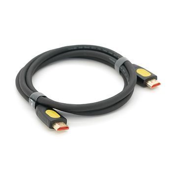 Кабель VEGGIEG V--H203 HDMI-HDMI 4K Premium, 1.5m, v2,0, OD-4.0mm, круглий, Black, конектор Black-Yellow, Пакет DRQ-CON-861964 фото